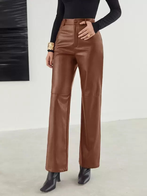 Stijlvolle leren broek met comfortabele pasvorm voor de lente – Dames