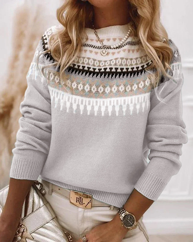 Elegante Scandinavische gebreide wintertrui van zachte stof – Dames