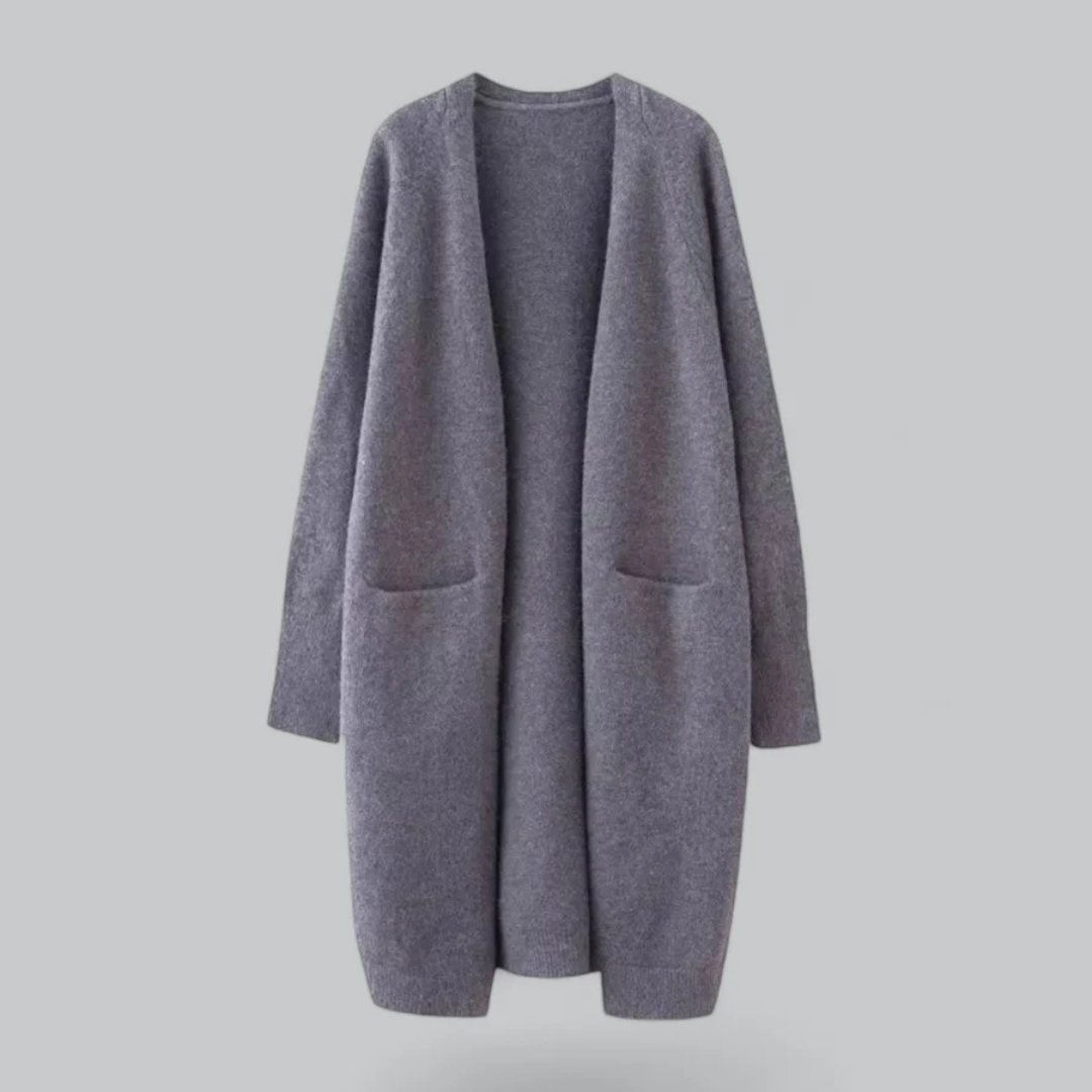 Lange open gebreide cardigan met tijdloos design – Dames