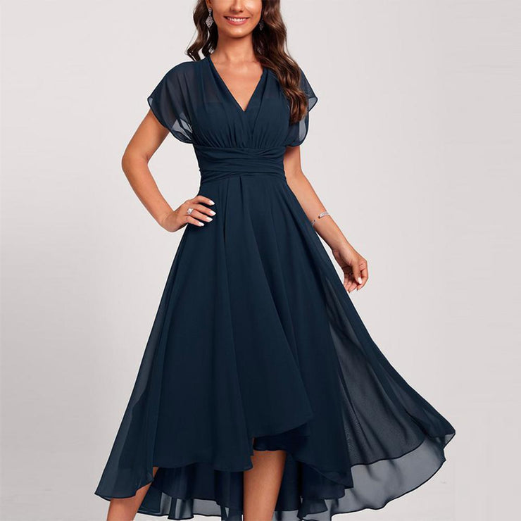 Elegante zomer cocktailjurk met asymmetrische zoom en a-lijn pasvorm – Dames
