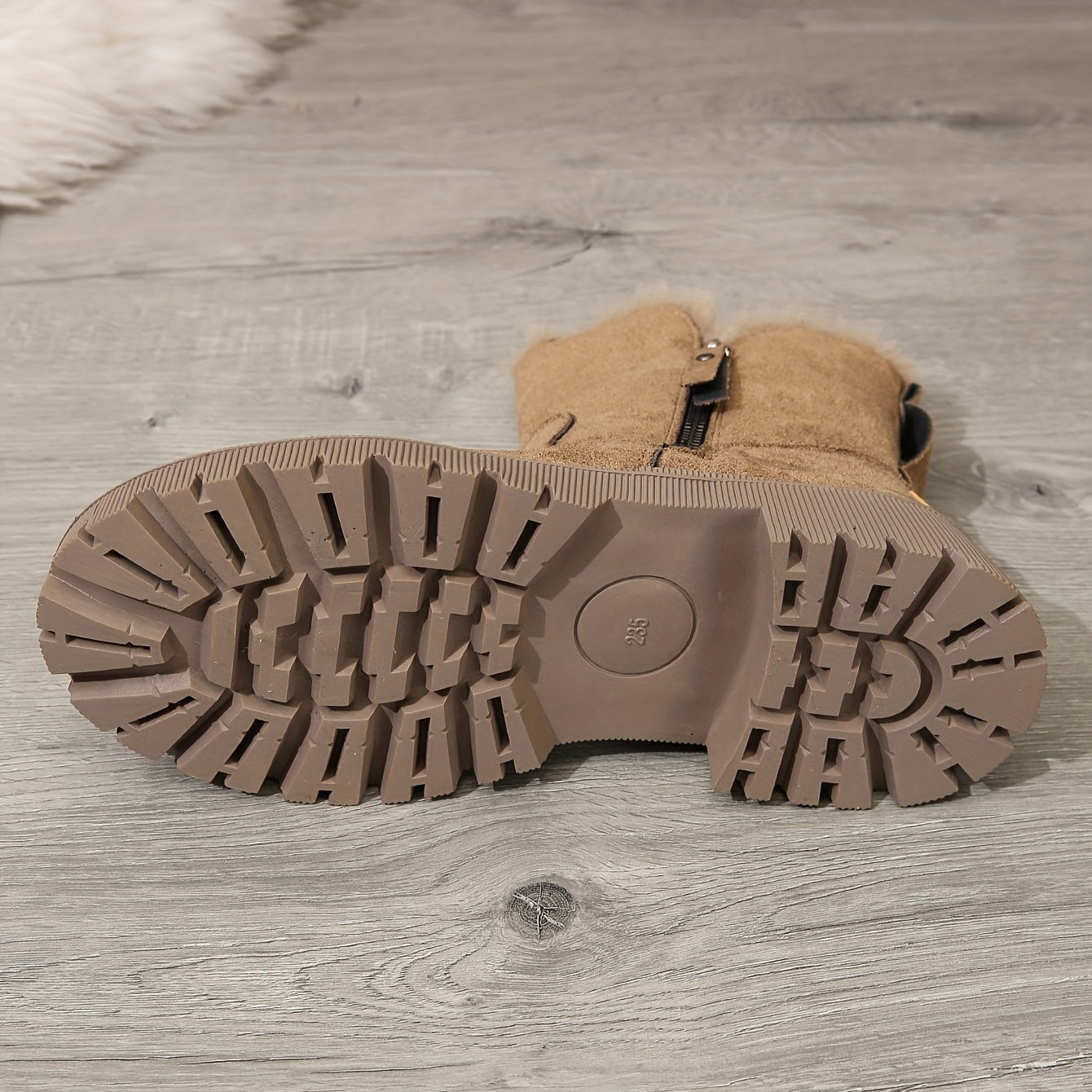 Warme pluche snowboots met ritssluiting en robuuste zool – Dames