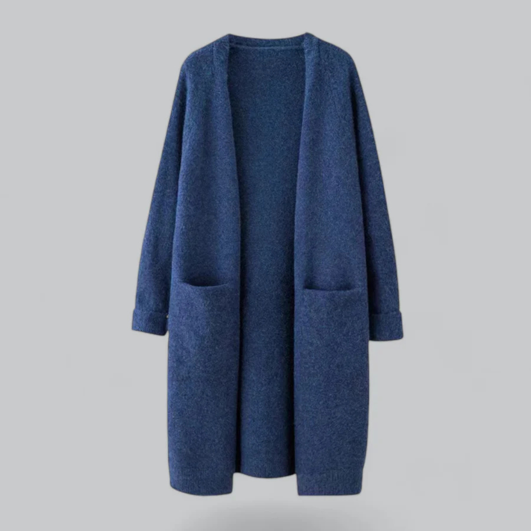 Lange open gebreide cardigan met tijdloos design – Dames