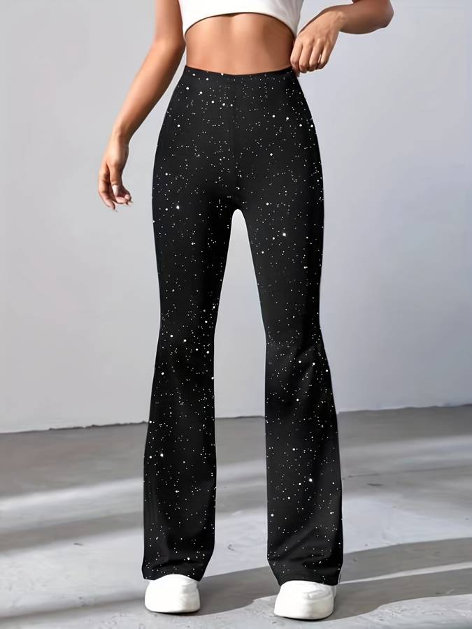 Glamoureuze glitter flared broek met elegante pasvorm – Dames