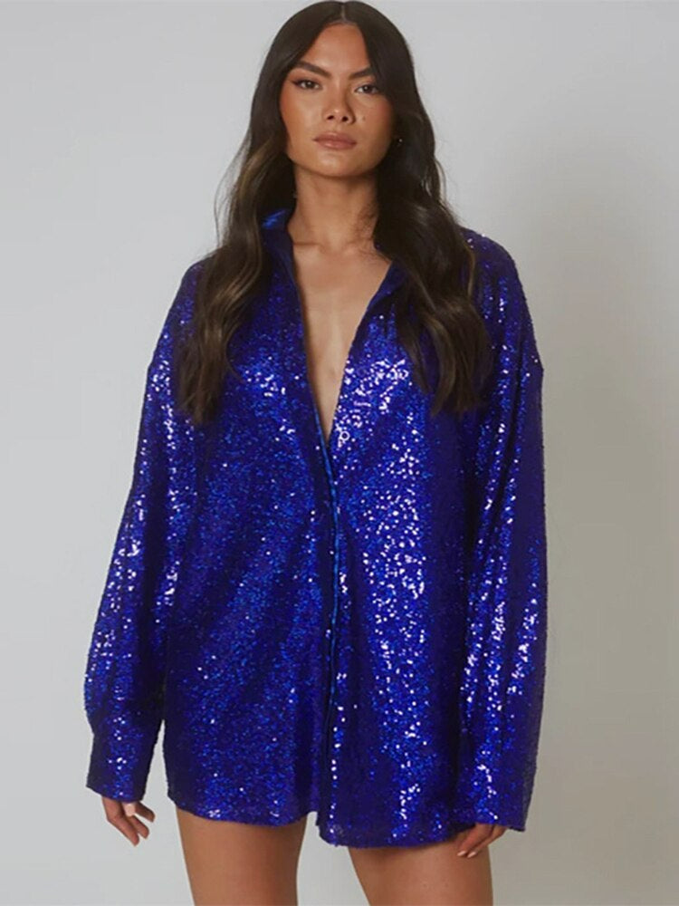 Oversized blouse met glansdetails van luchtige stoffenmix – Dames