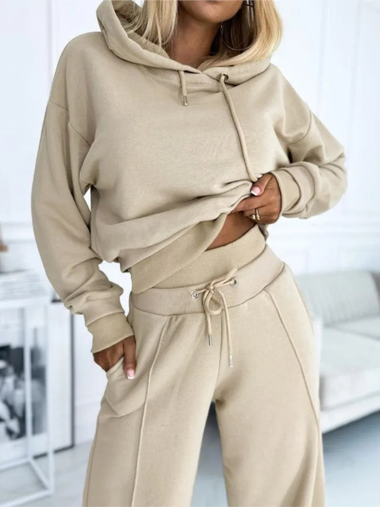 Lounge set met hoodie en wijde broek – Dames