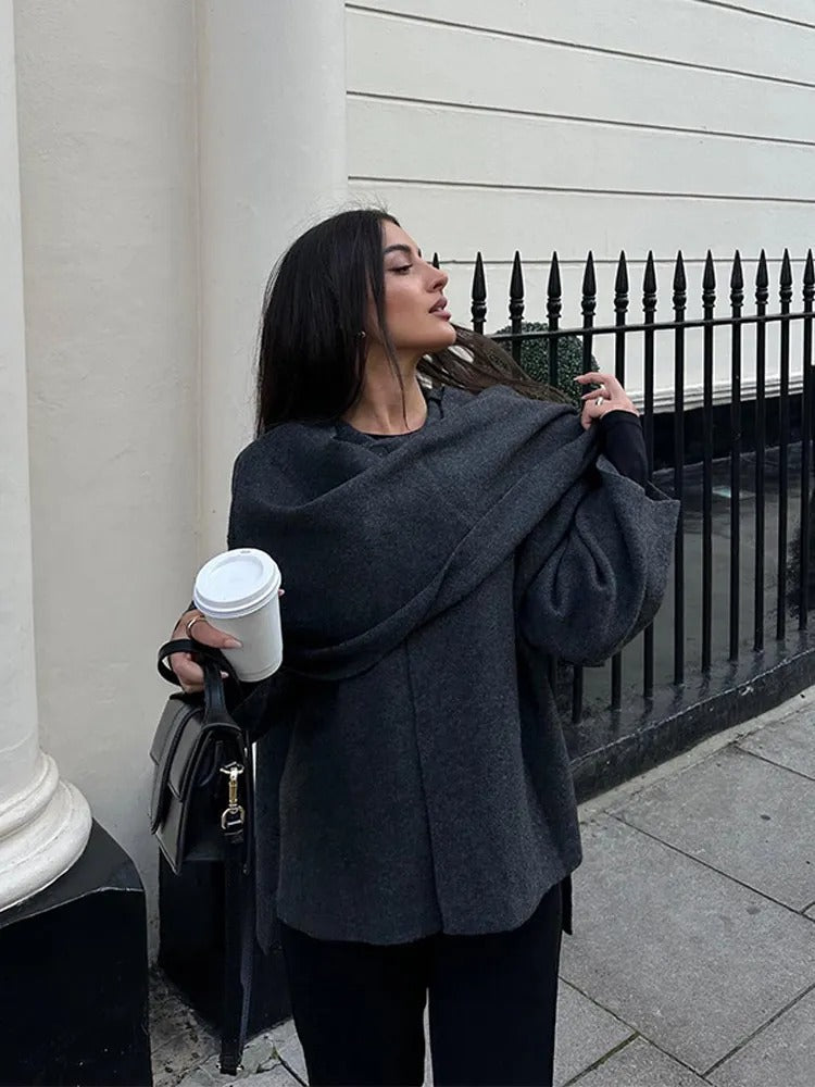 Elegante cape mantel in minimalistisch design – Dames