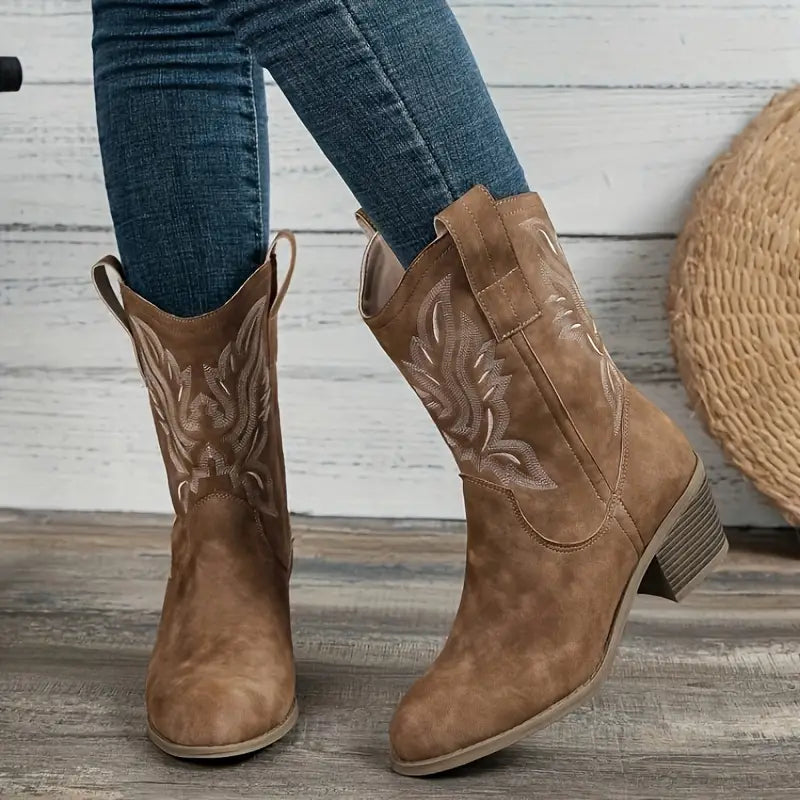 Stoere cowgirl laarzen met hak in westernstijl – Dames