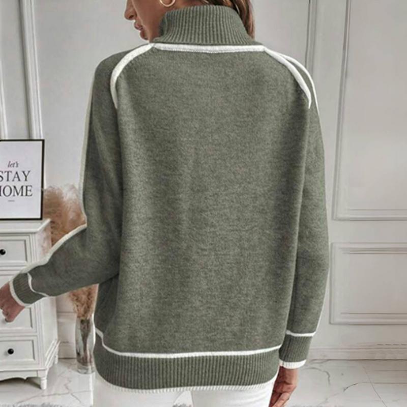 Casual gebreide trui met opstaande kraag in effen kleur – Dames