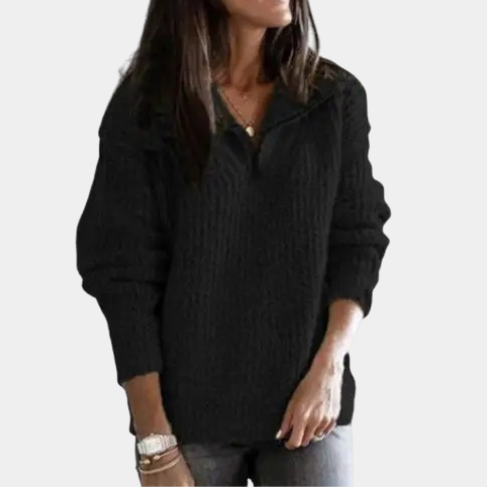 Chique trui met halve rits en minimalistisch design – Dames