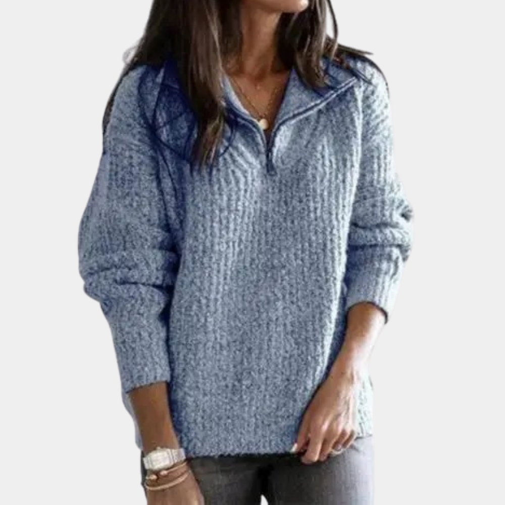 Chique trui met halve rits en minimalistisch design – Dames
