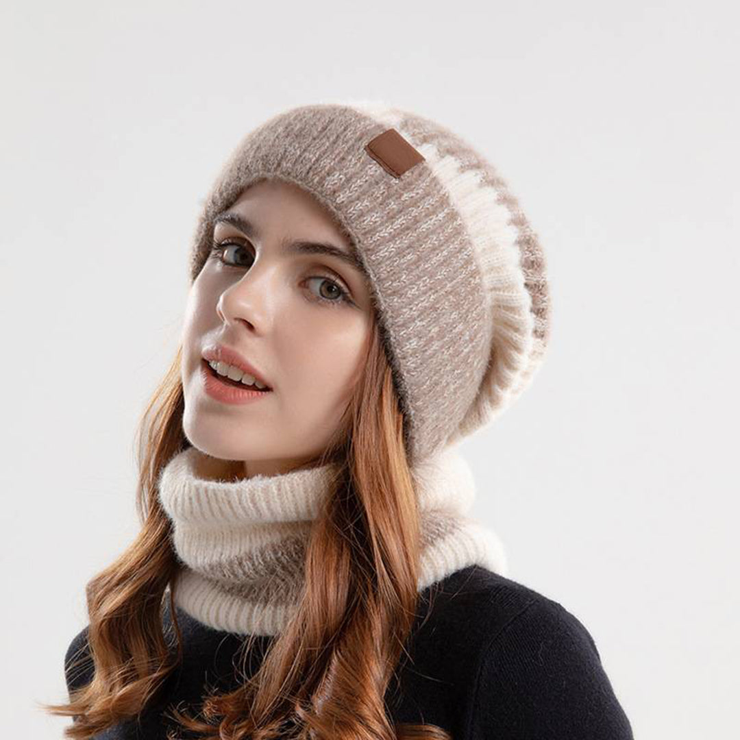 Warme muts en sjaal set met fleece voering – Dames