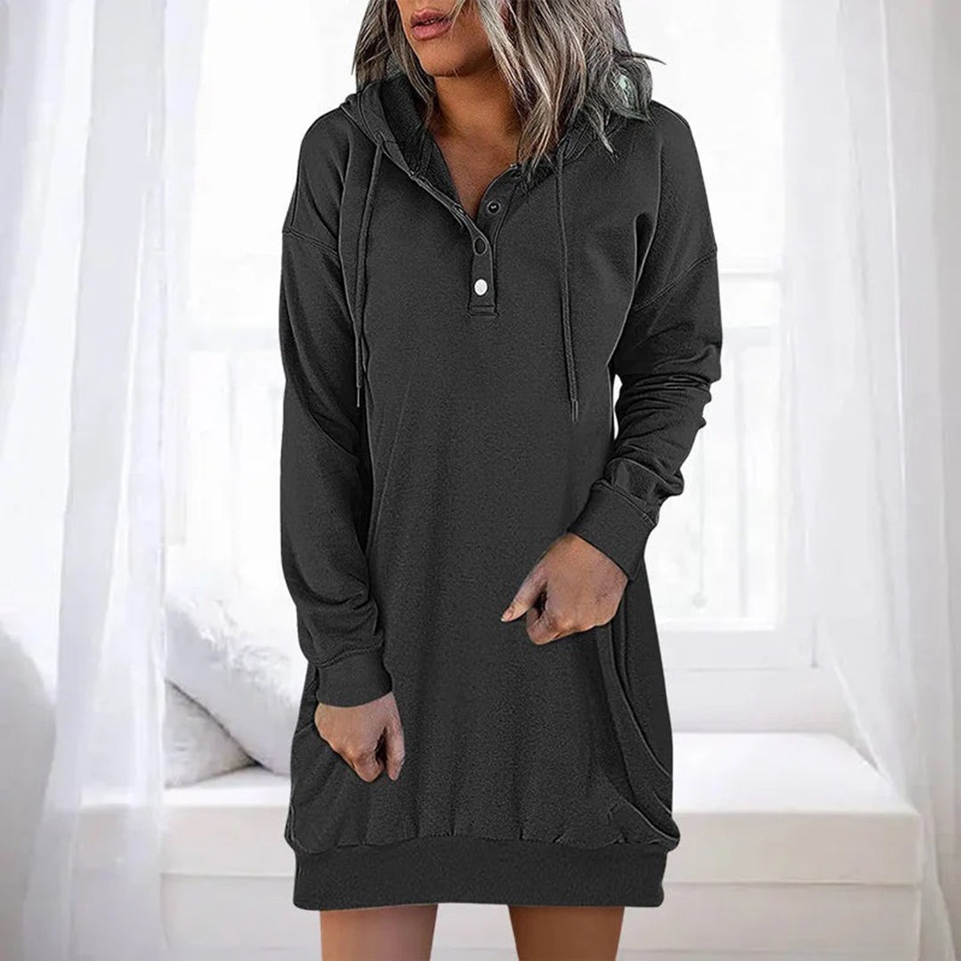 Comfortabele effen hoodie met minimalistisch design – Dames