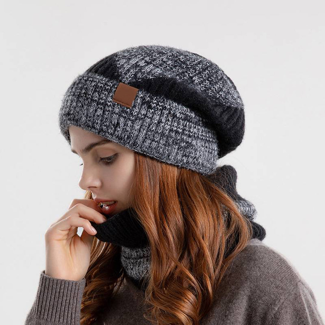 Warme muts en sjaal set met fleece voering – Dames