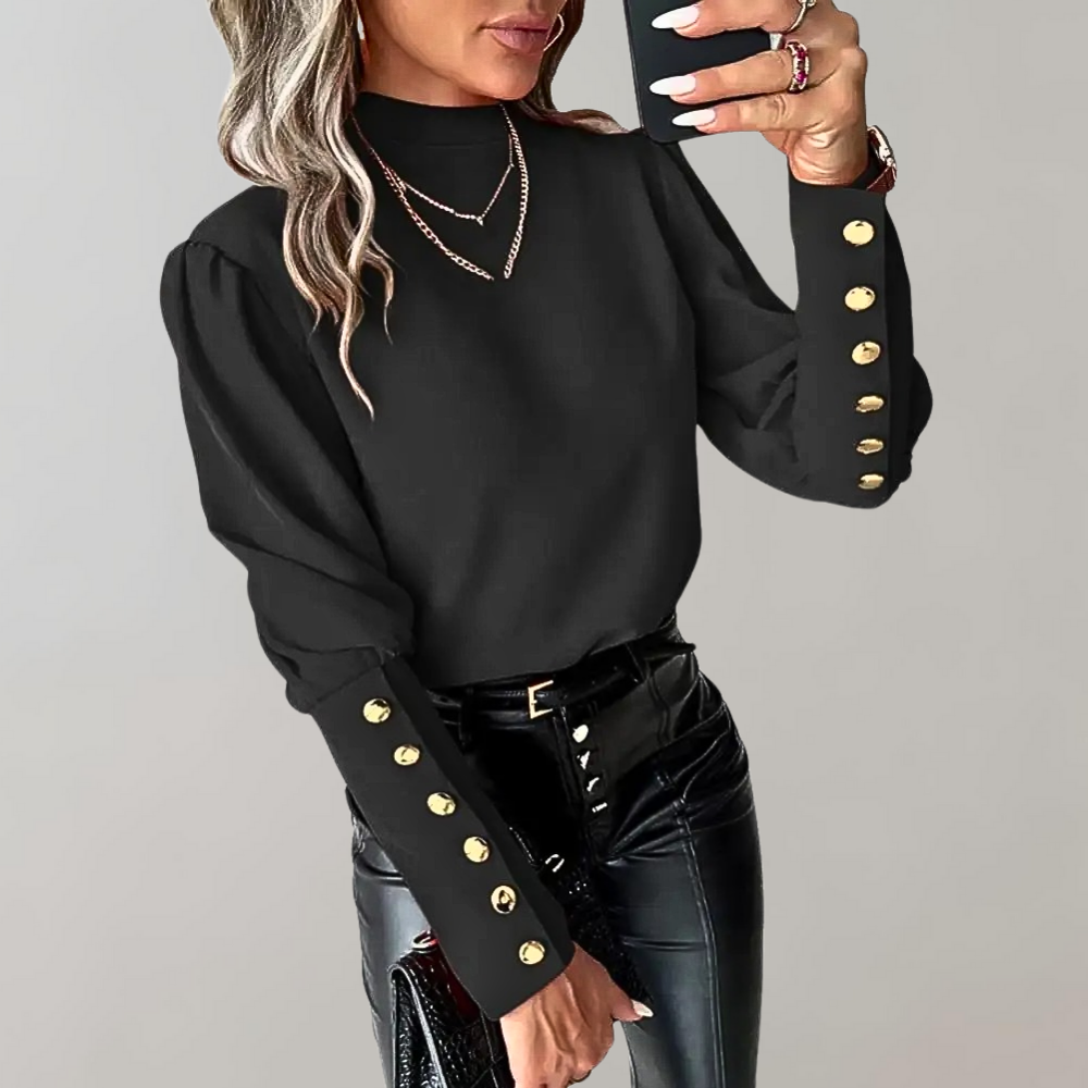 Stijlvolle sweater met knopen op de mouwen – Dames