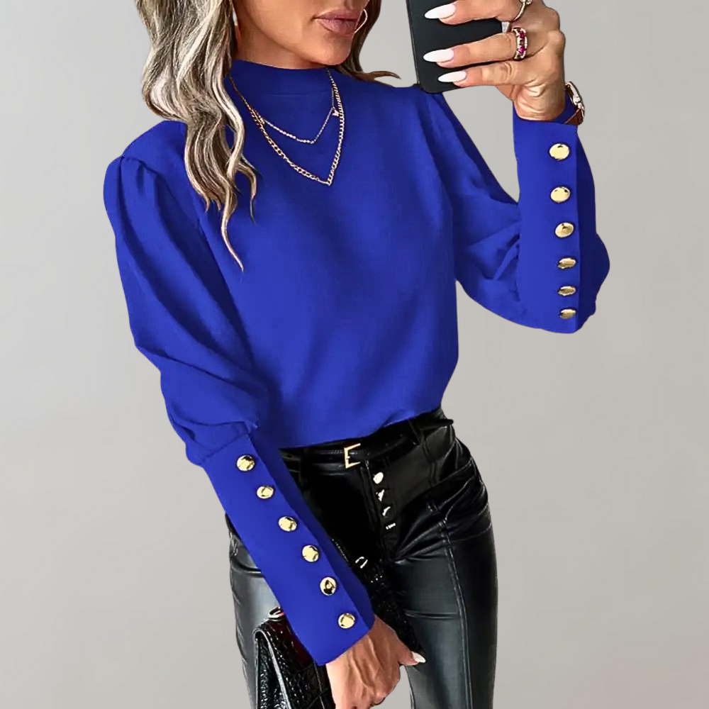 Stijlvolle sweater met knopen op de mouwen – Dames