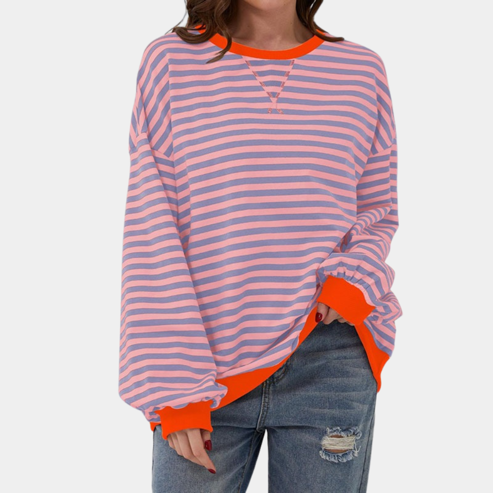 Comfortabele trui van katoenmix met ronde hals – Dames