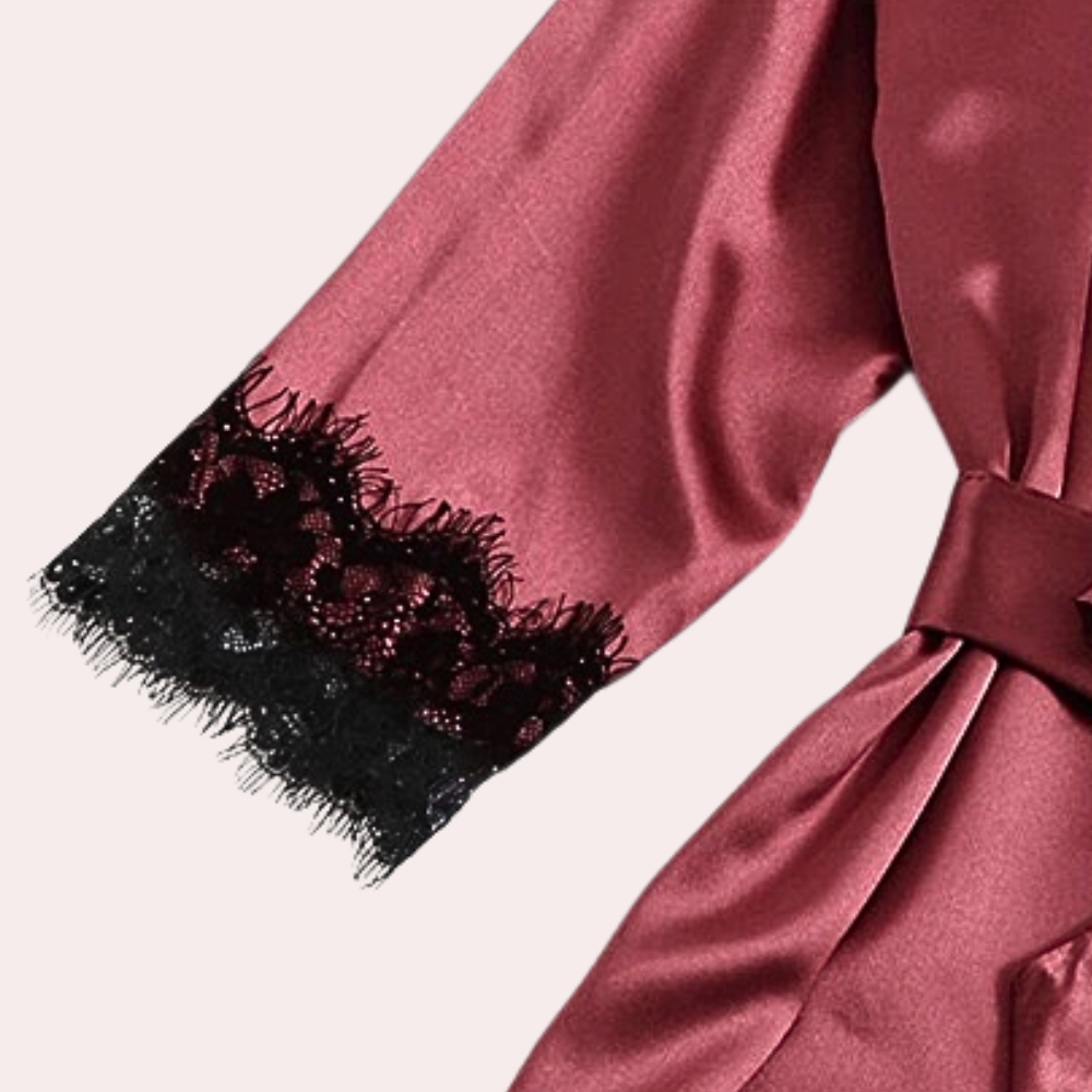 Luxe satijnen slaapjurk set met kanten details – Dames