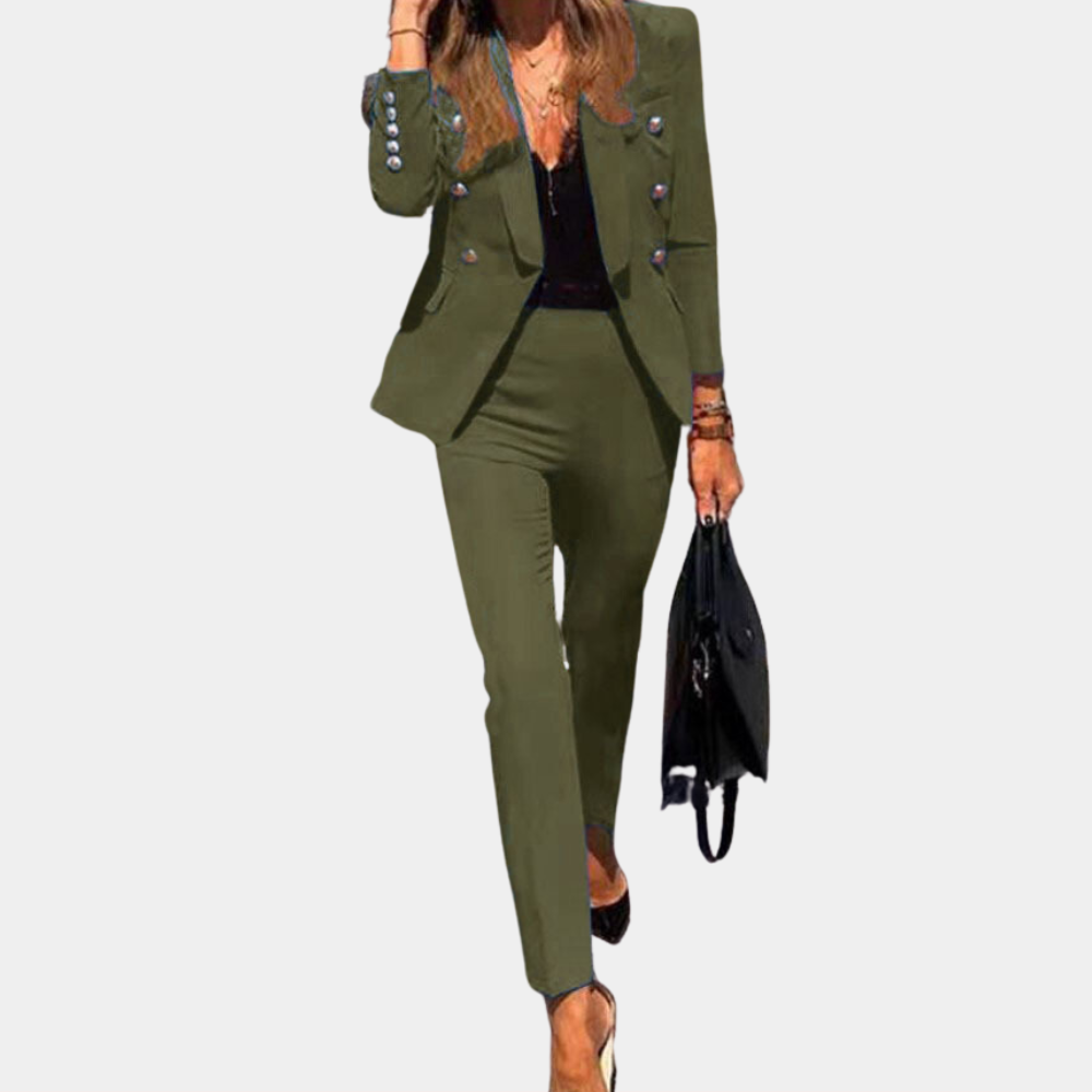 Luxe 2-delige set met getailleerde blazer en broek – Dames