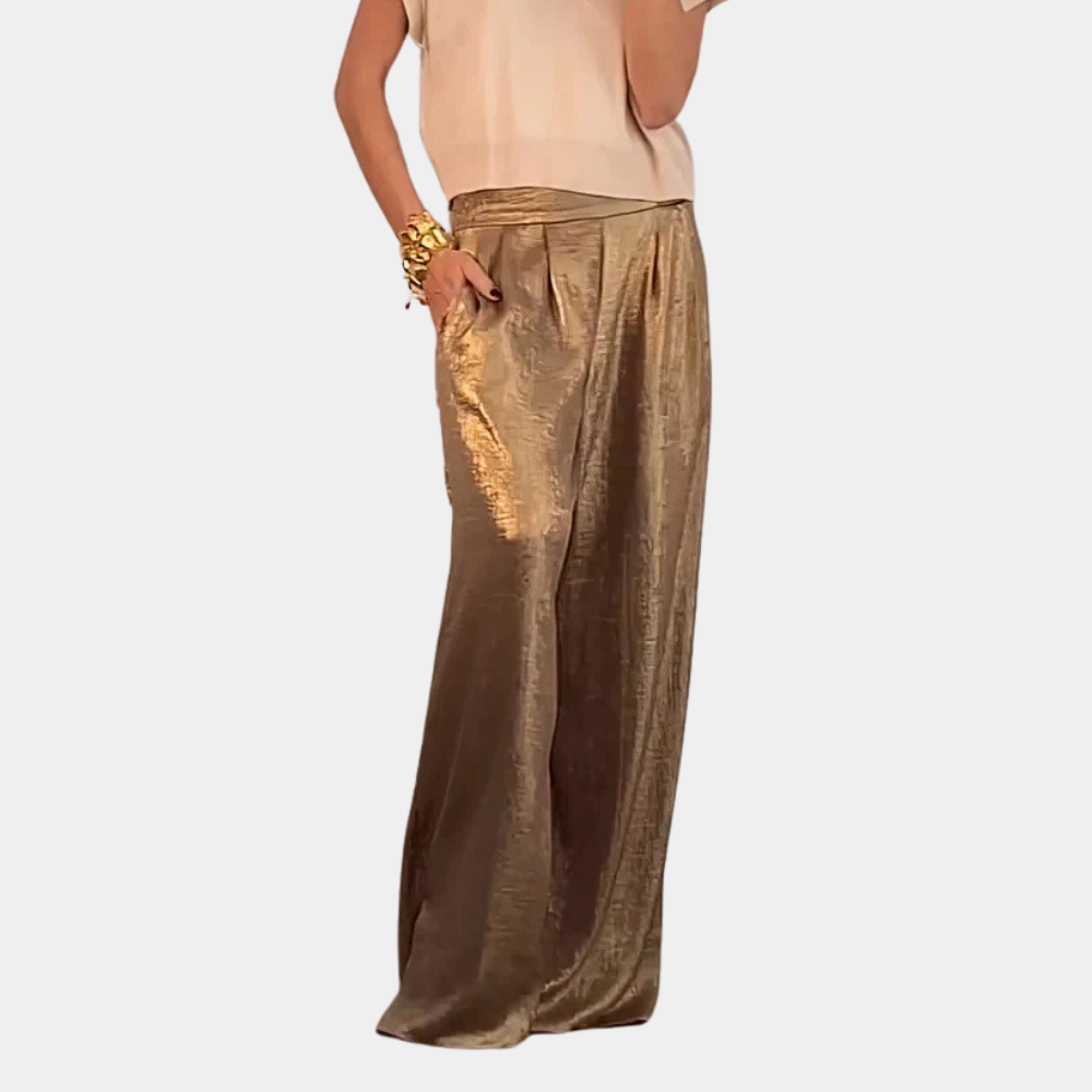 Elegante wijde broek met slanke pasvorm – Dames