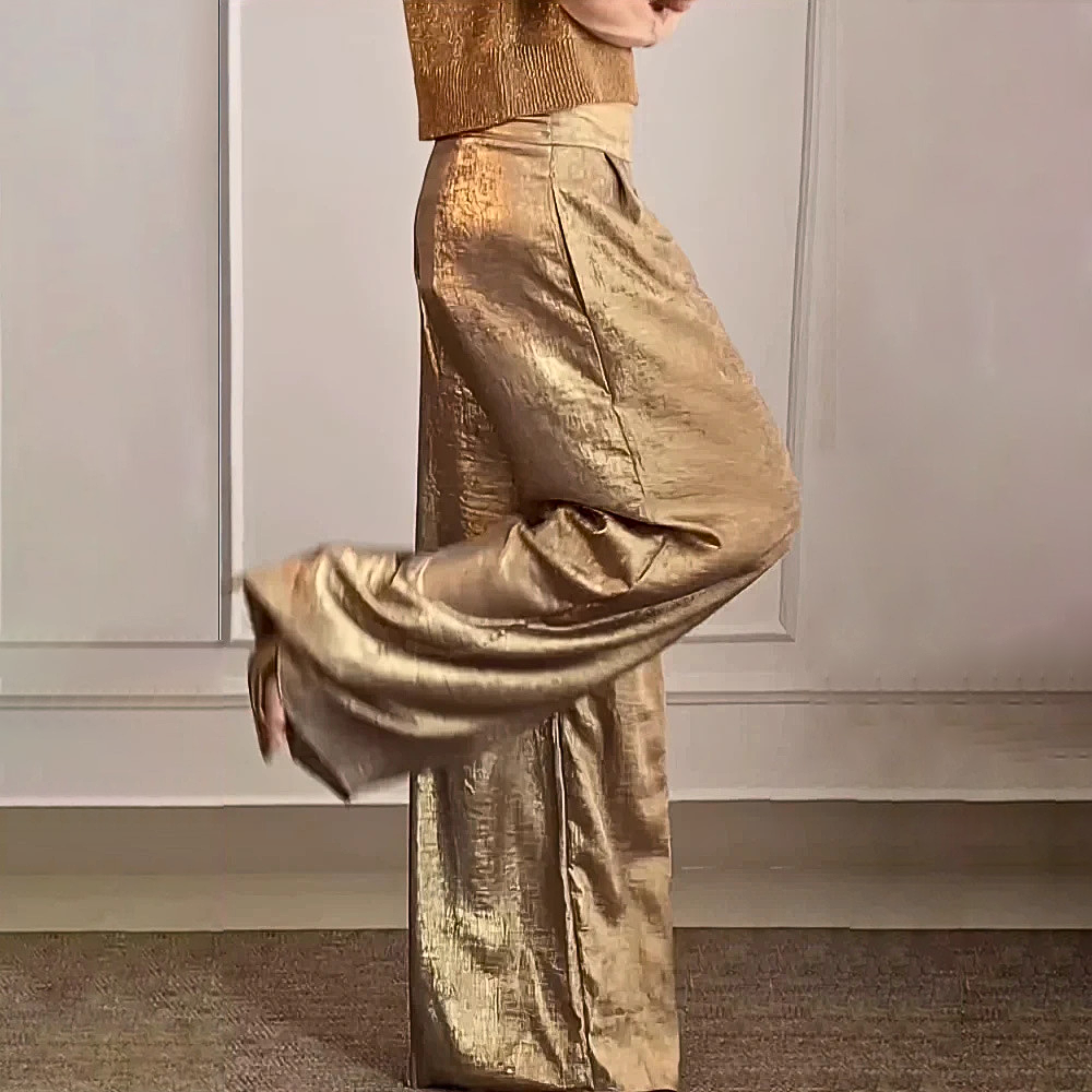 Elegante wijde broek met slanke pasvorm – Dames