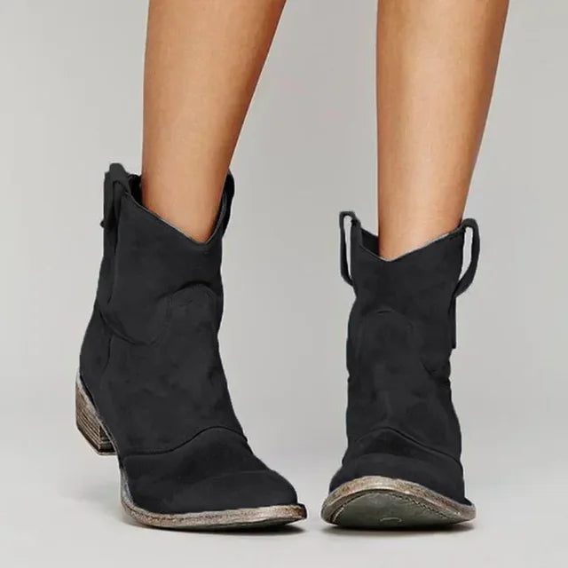 Leren enkellaarsjes in westernstijl – Dames