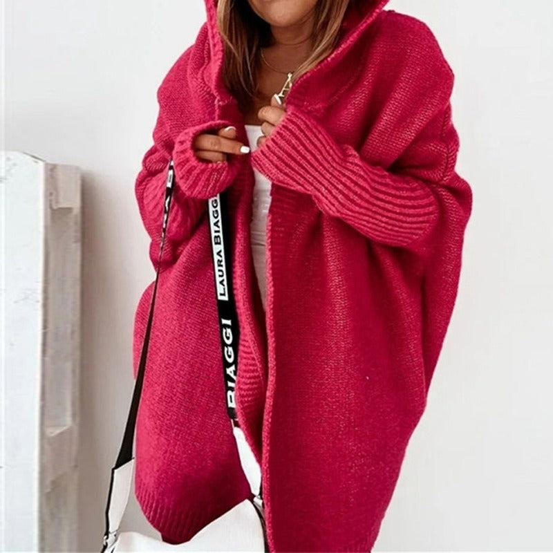 Comfortabele oversized cardigan met capuchon – Dames