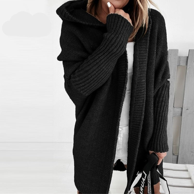 Comfortabele oversized cardigan met capuchon – Dames