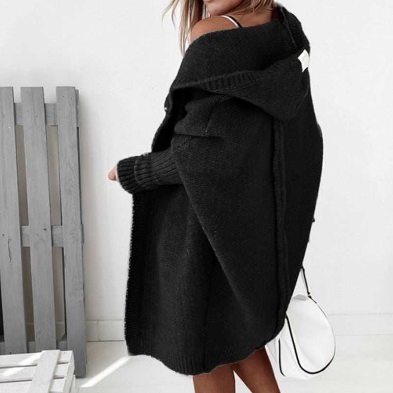 Comfortabele oversized cardigan met capuchon – Dames