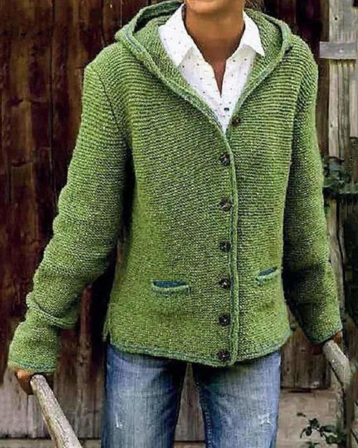 Casual gebreid vest met capuchon en zakken – Dames