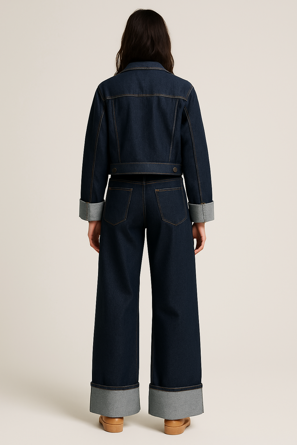 Stijlvolle denim set met losse pasvorm en rechte pijpen – Dames