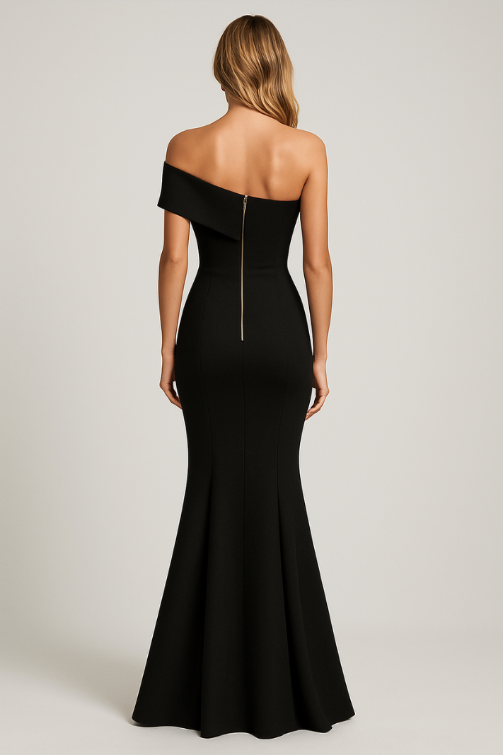 Elegante schouderloze maxi jurk met hoge split - Dames