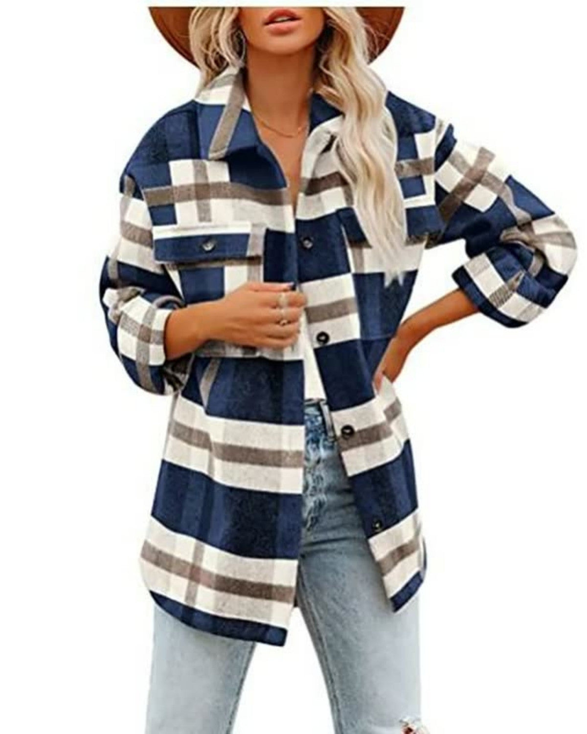 Comfortabele geruite zachte herfstjas – Dames