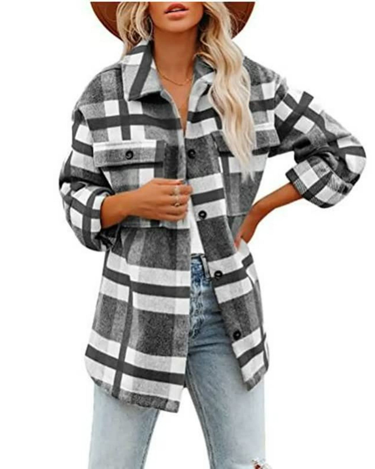 Comfortabele geruite zachte herfstjas – Dames