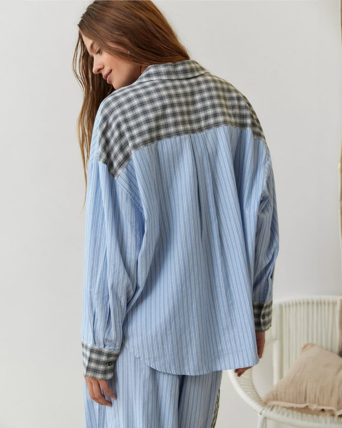 Comfortabele wijde geruite pyjamaset - Dames