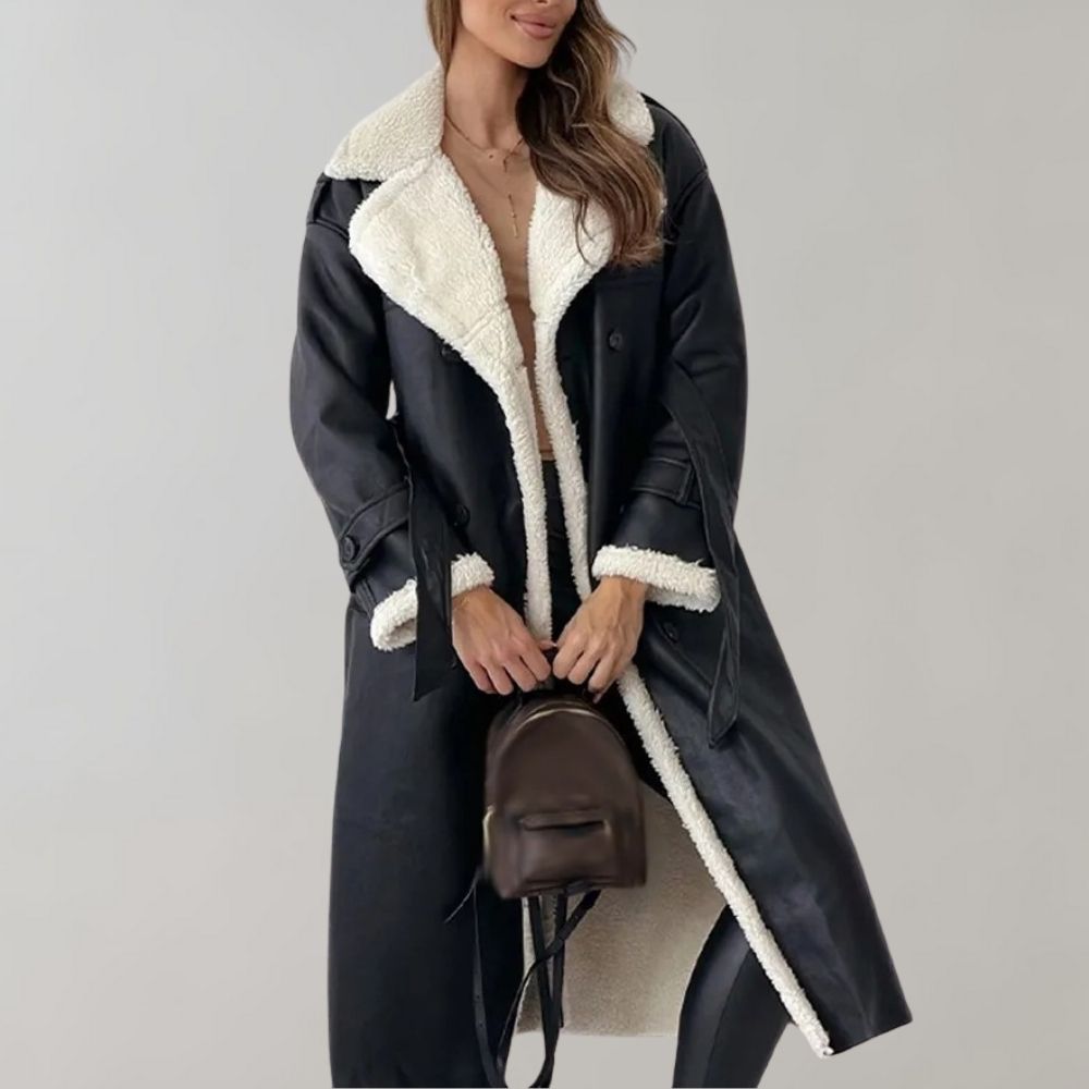 Lange elegante winterjas met gevoerde binnenkant – Dames