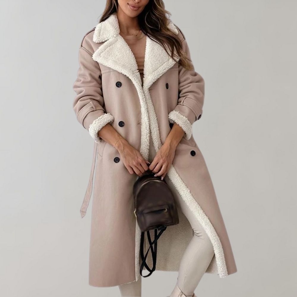 Lange elegante winterjas met gevoerde binnenkant – Dames