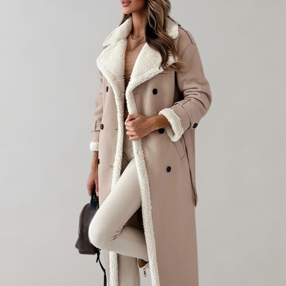 Lange elegante winterjas met gevoerde binnenkant – Dames
