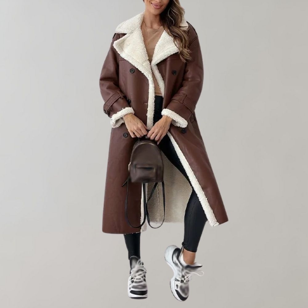 Lange elegante winterjas met gevoerde binnenkant – Dames