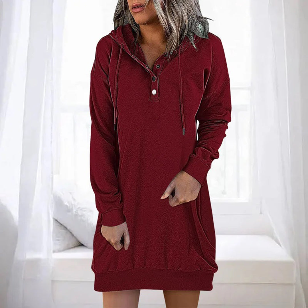 Comfortabele effen hoodie met minimalistisch design – Dames