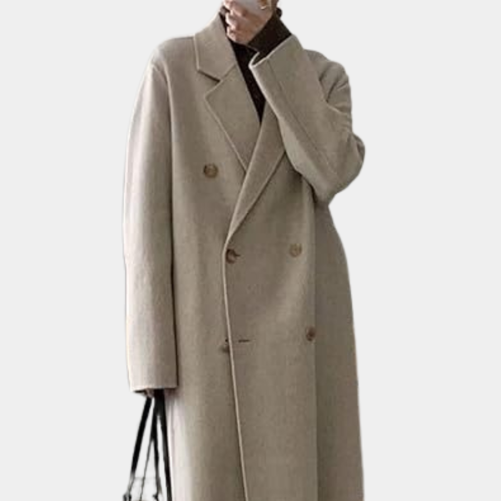 Lange winterjas met dubbele knopen en tijdloze elegantie – Dames