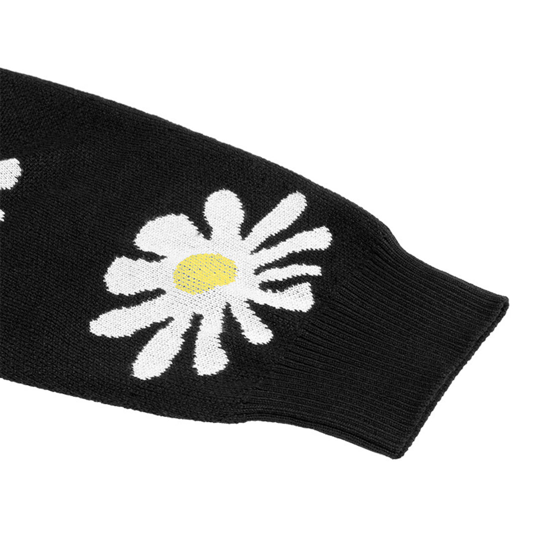 Gebreid vest met knopen en stijlvol bloemenpatroon – Dames