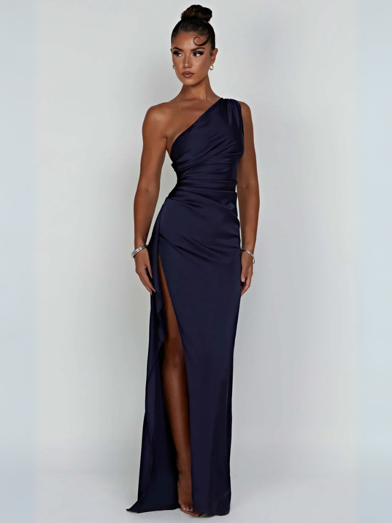 Elegante schouderloze maxi jurk met split - Dames