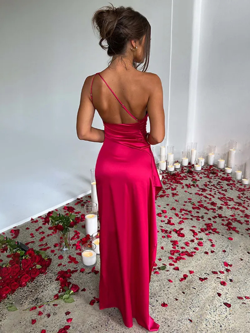 Elegante schouderloze maxi jurk met split - Dames
