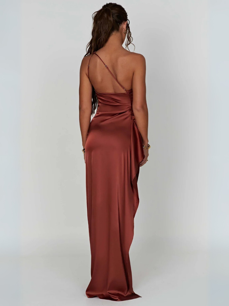 Elegante schouderloze maxi jurk met split - Dames