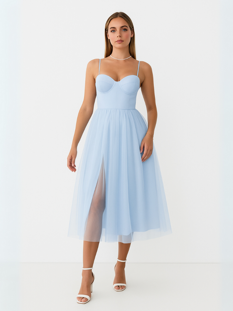Elegante trouwjurk met spaghettibandjes - Dames