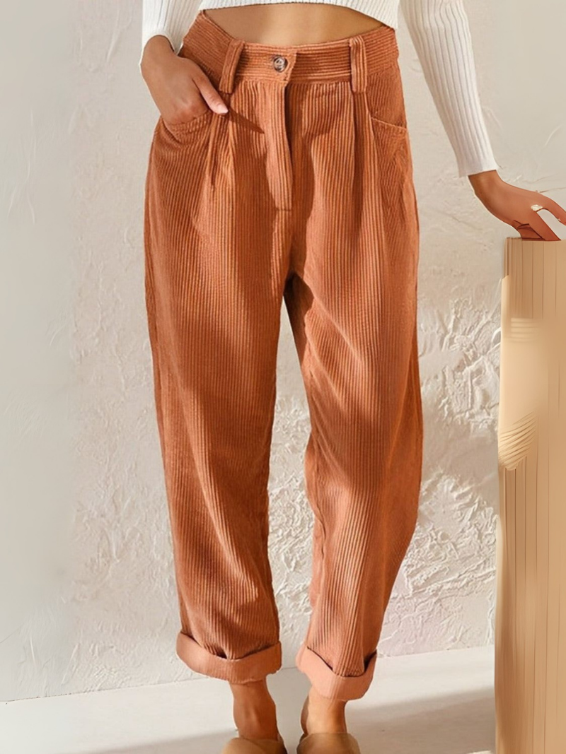 Elegante wijde broek van zachte stof met comfortabele pasvorm – Dames