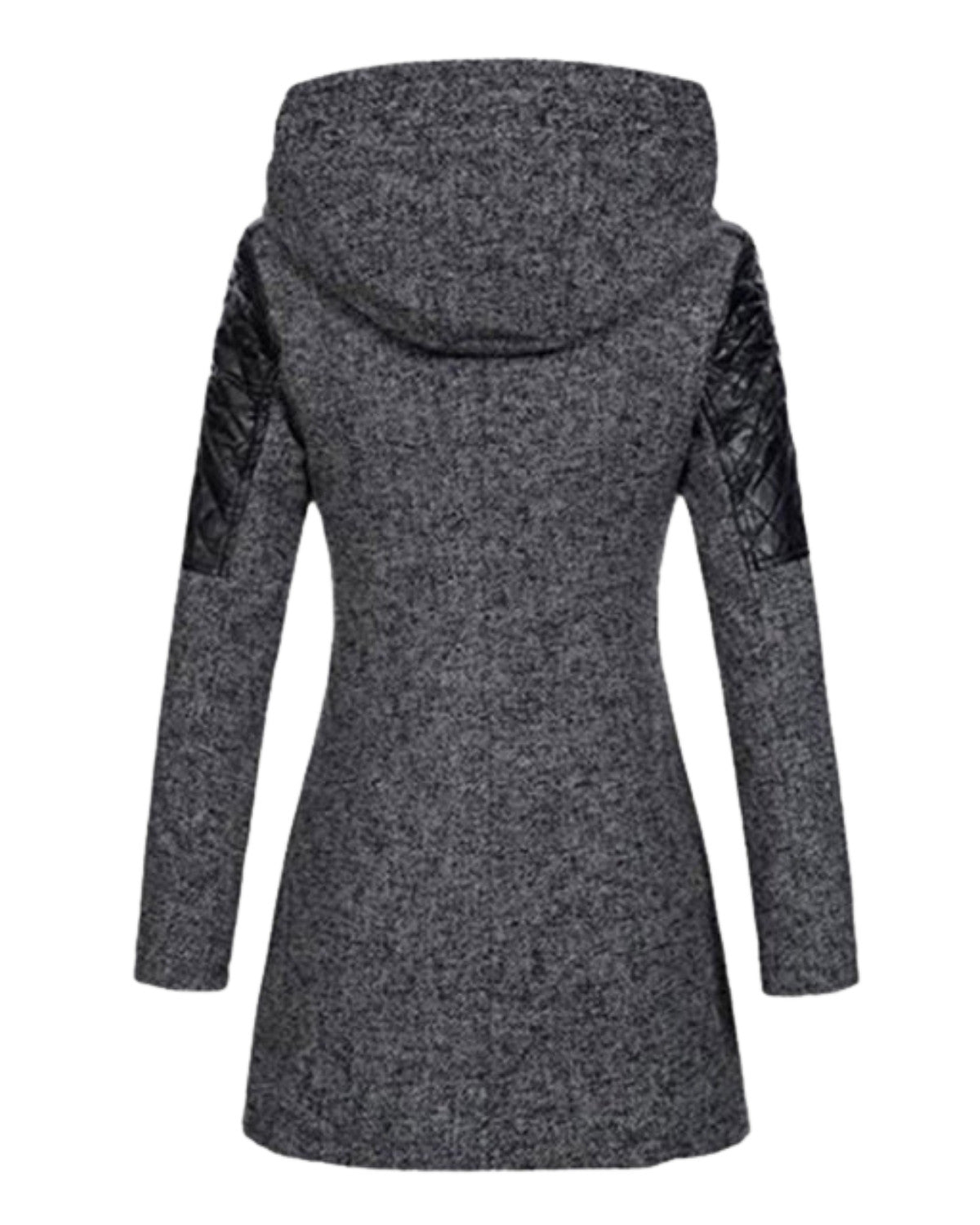 Elegante casual patchwork jas met capuchon en rits – Dames