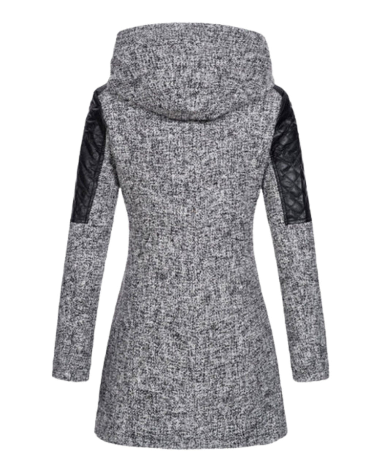 Elegante casual patchwork jas met capuchon en rits – Dames