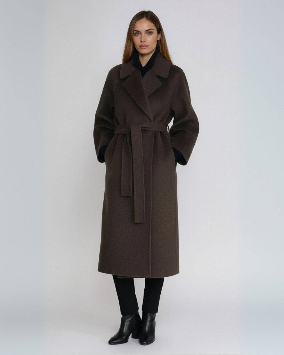 Elegante comfortabele lange wollen winterjas – Dames