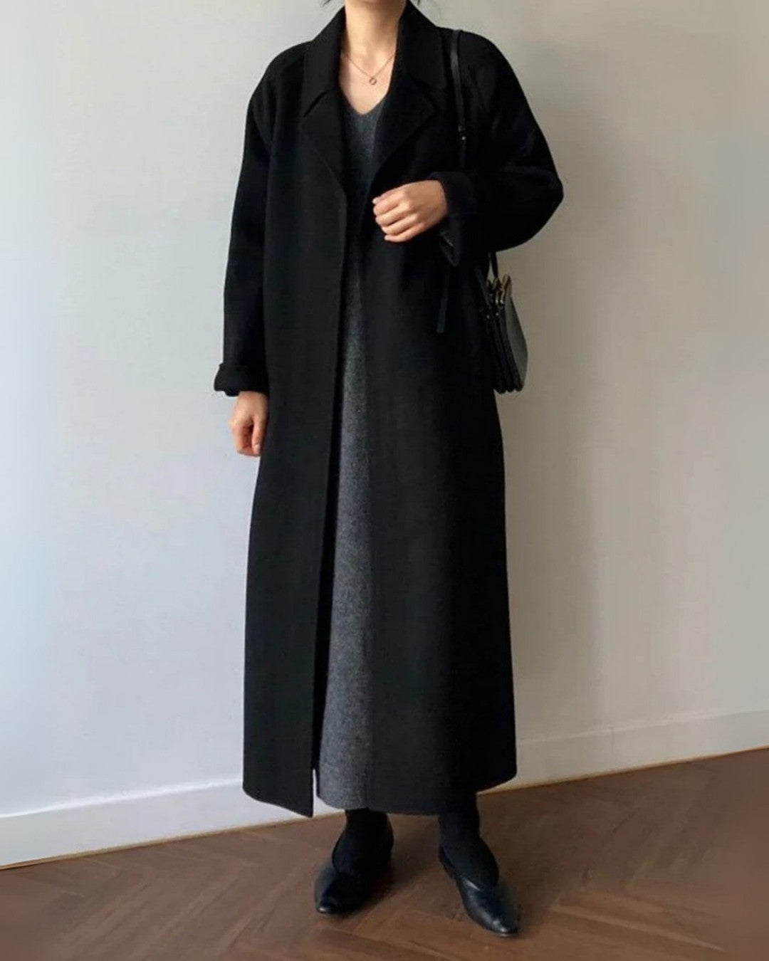 Elegante comfortabele lange wollen winterjas – Dames